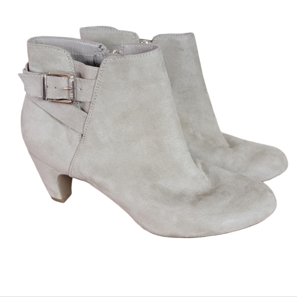 Sam & Libby Taupe Faux Suede Booties Size 9.5 M